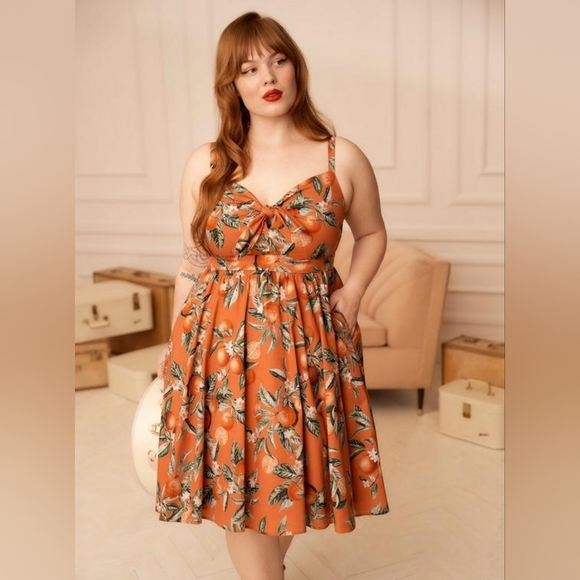 NEW Torrid Retro Chic Orange Blossom Dress Sz 0 NWOT 0X 12 14 L XL - Picture 9 of 10